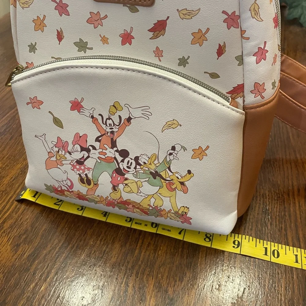 Loungefly Cream and Brown Disney Mini Backpack Mickey Minnie and friends - Picture 9 of 10